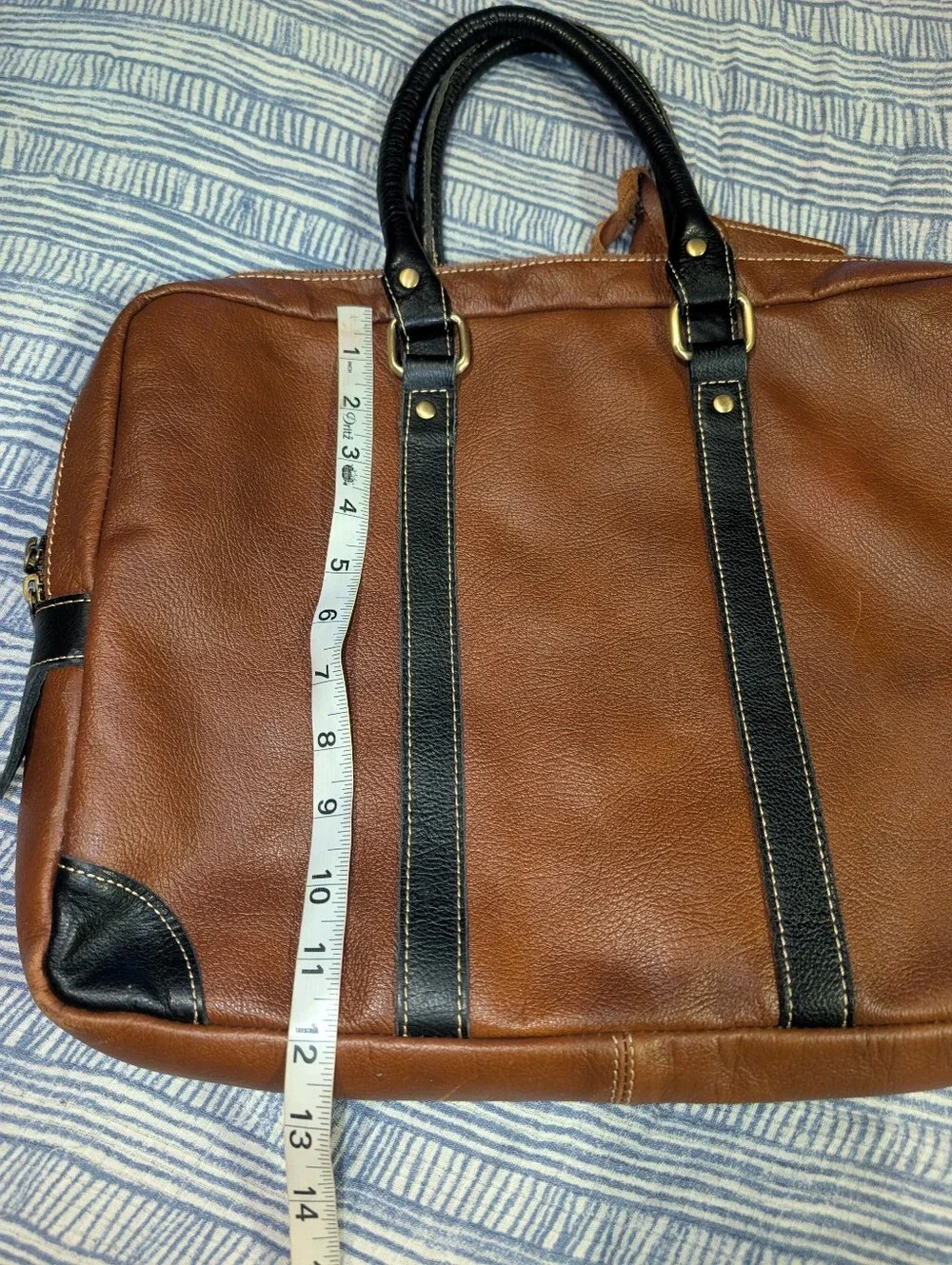 AmeriLeather Leather Messenger Bag Tobacco Brown Satchel Laptop Carrier Vintage